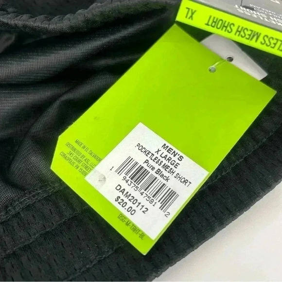 DSG POCKETLESS MESH SHORTS MENS SIZE XL PURE BLACK BASKETBALL ATHLETIC ATHLETE - Picture 2 of 8